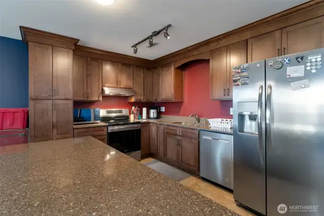 Kitchen photo looking from built in Island Counter