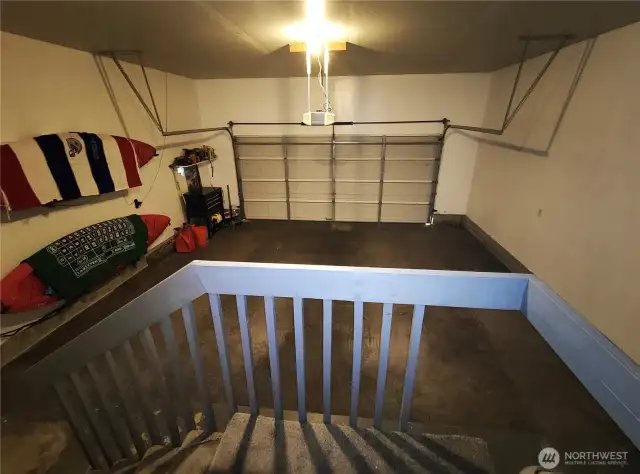 finished double car garage from entry landing