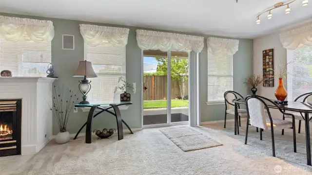 Slider door leads to the patio
