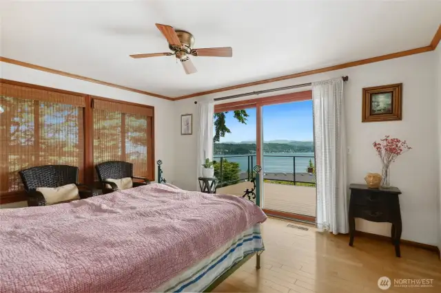 Primary bedroom has a slider the view deck!
