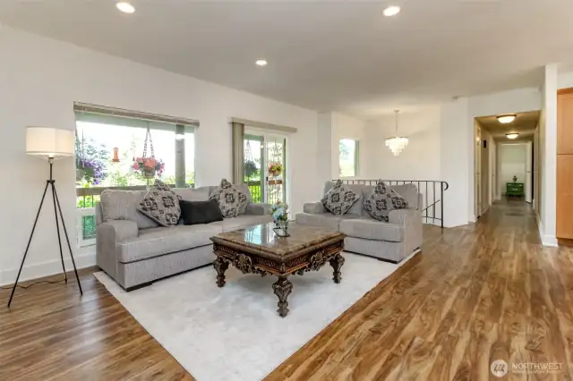 Living Area with Sliding Glass Door to Front Porch