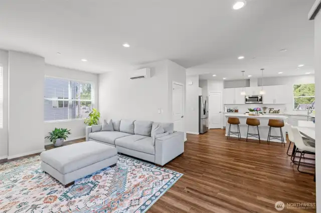 Laminate hardwood flooring.