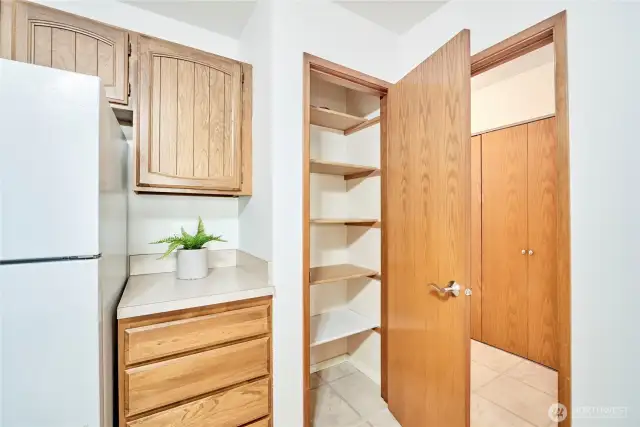 A look at the spacious pantry area, so rare in condo kitchens!