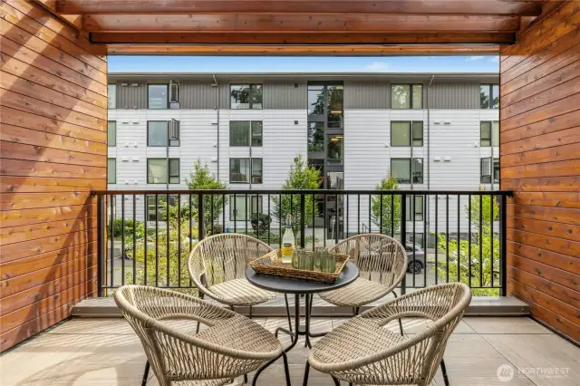The generously-sized south-facing front deck.