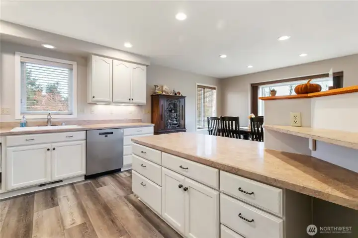 Lots of natural light along with the specialized lighting. Plenty of room to complete the best of meals...