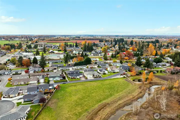 Here you can see the pasture and Sumas River along with the park areas and the city in the distance.