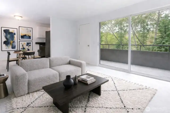 Living room virtually staged.