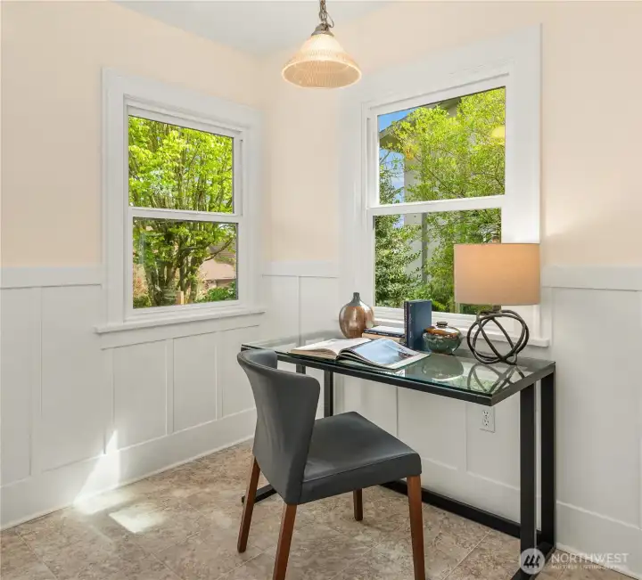 Office Nook With Wainscoting