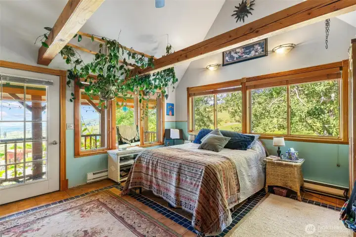 was once an area for a hot tub, but is currently serving as a bedroom was once an area for a hot tub, but is currently serving as a bedroom