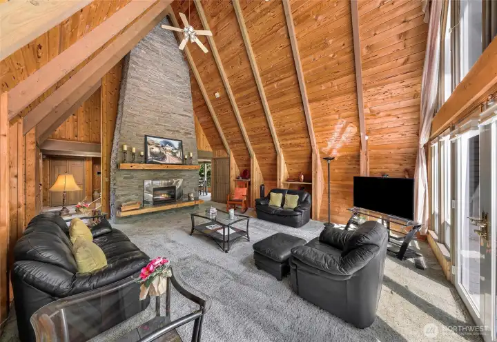 Floor to ceiling fireplace