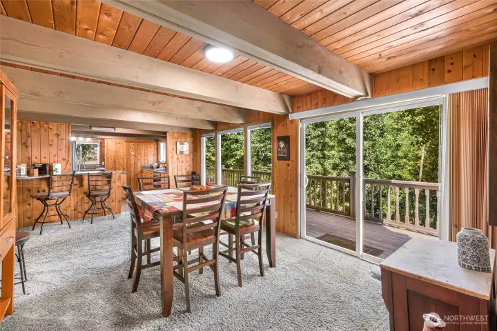 Dining area off of the kitchen with access to the deck