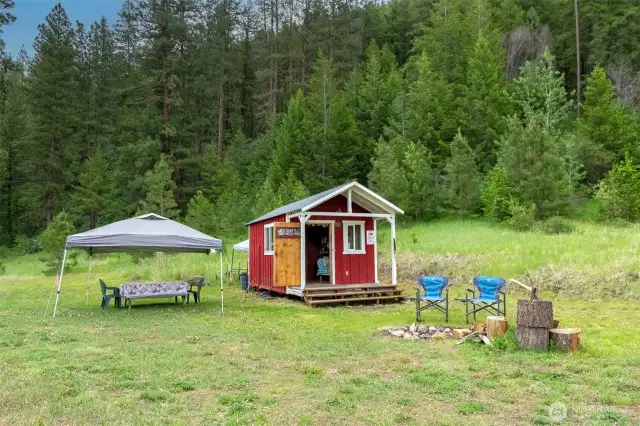 The tiny home has permitted connections to electric and septic.