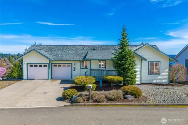 Front with oversized garage