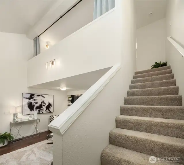 Staircase to second floor loft.