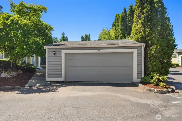 Private two car garage with storage.