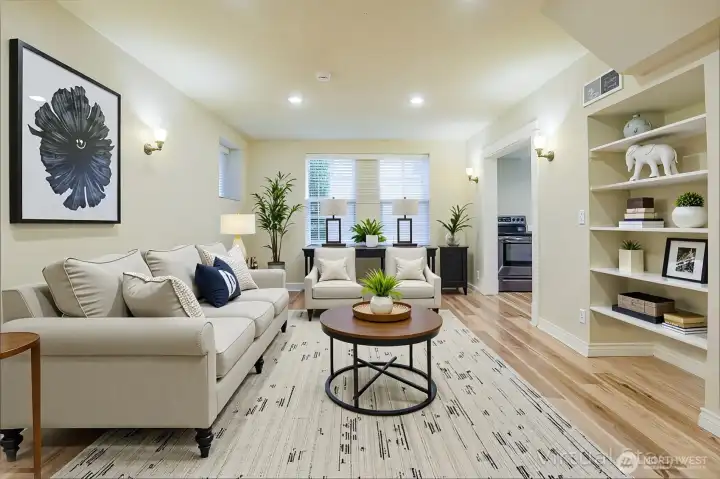 Virtual staged Lower level living area