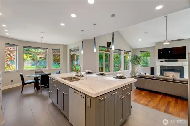 Automated blinds make dealing with all the window coverings a cinch. The radiant heat tile floors provide year round barefoot comfort.  And check out the backyard views, lush and green everywhere you look.