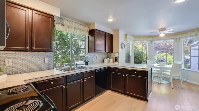 All appliances remain with the home.  It is vacant and staged and for a quick closing.