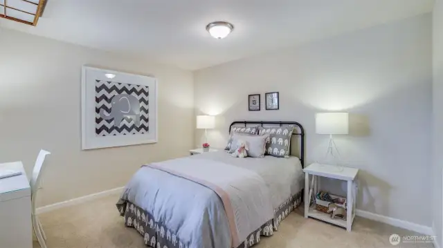 The second bedroom is spacious with a walk-in closet. There is a perfect place in this room for a desk.