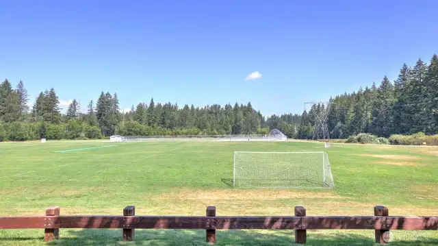 One of Klahanie’s multiple sports fields. Klahanie also offers miles of trails and a pea patch