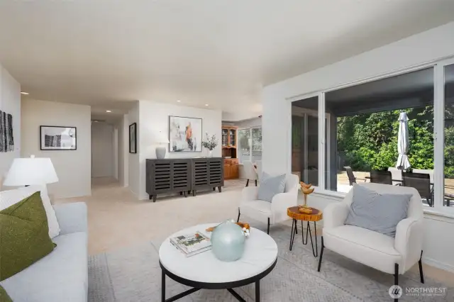 Open living and dining area