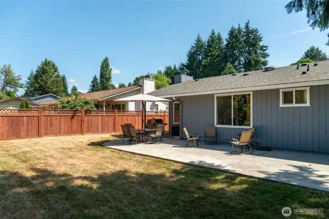 Large fenced backyard