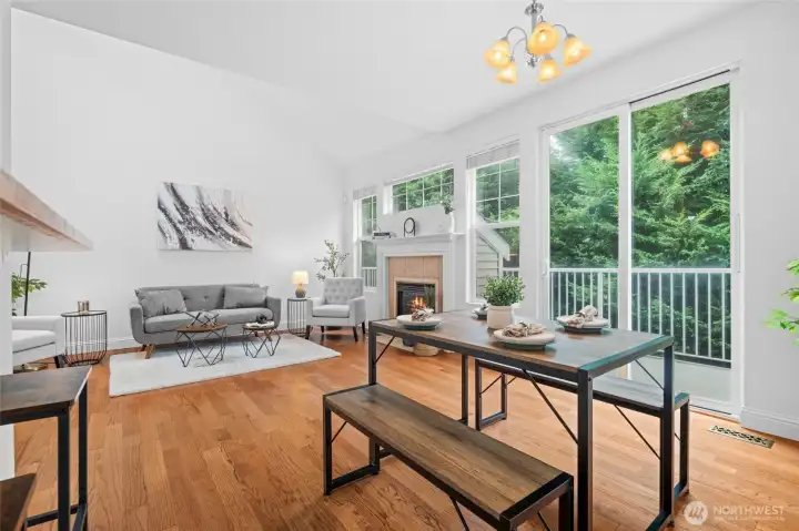 Dining area that extends to the private deck.