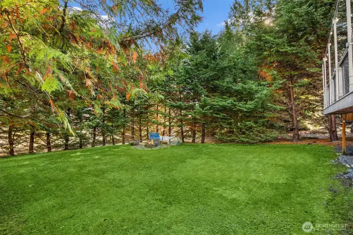 Large flat backyard.