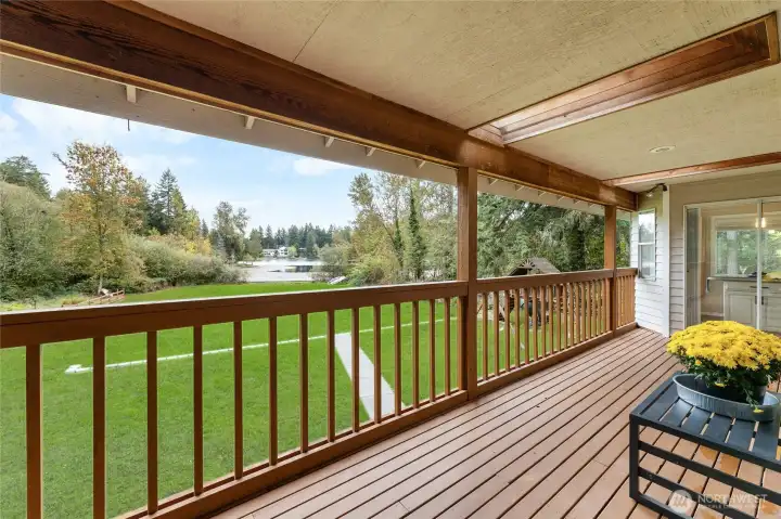 Covered Deck with Skylights and Lake View