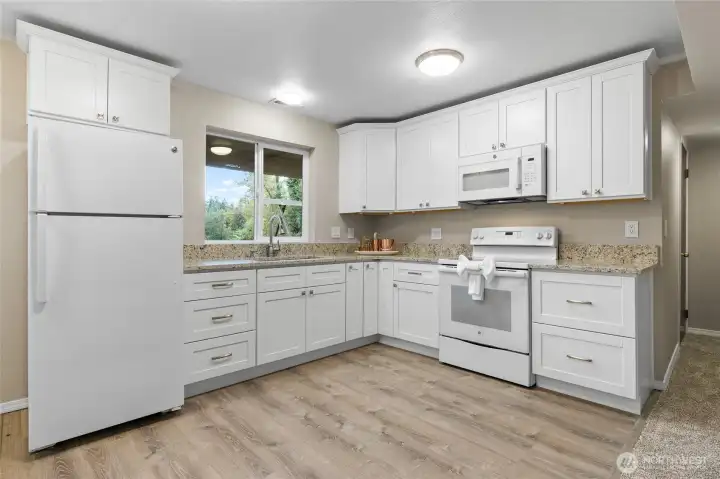 ADU - Kitchen with Lake from the Kitchen Sink