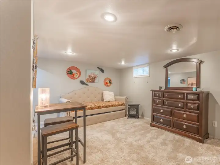 Basement living room ideal for media, games, or second family room