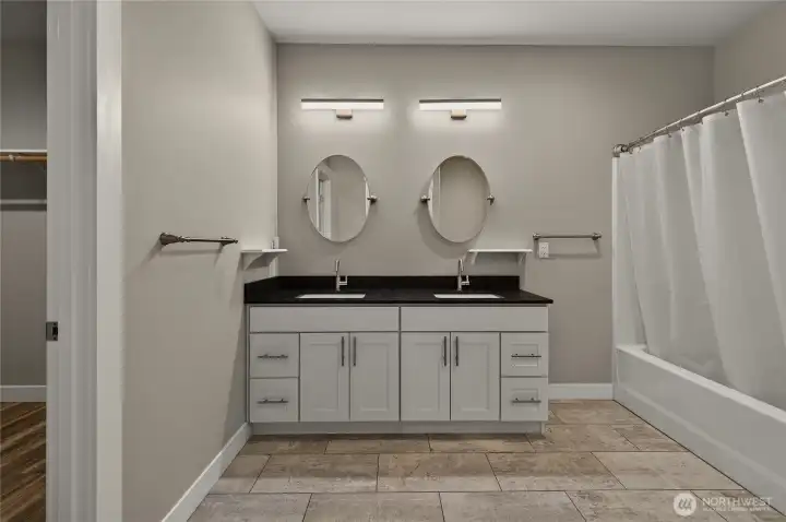 Nice and open primary bath with double sinks