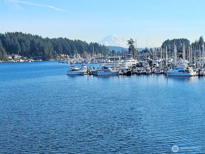 On-the-water view of Murphy’s Landing Marina in downtown Gig Harbor — protected Puget Sound harbor setting.