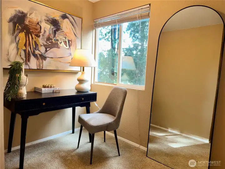 The upstairs den is perfect for work from home situations.
