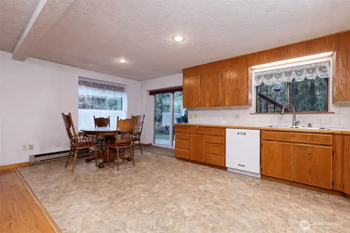 Main floor kitchen and eating space.