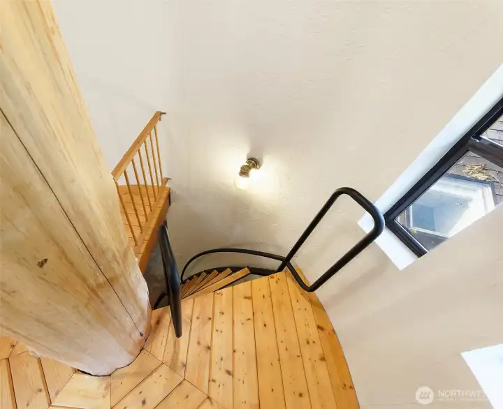 Taken from the top of the tower looking back down to the "ladder" stairs.