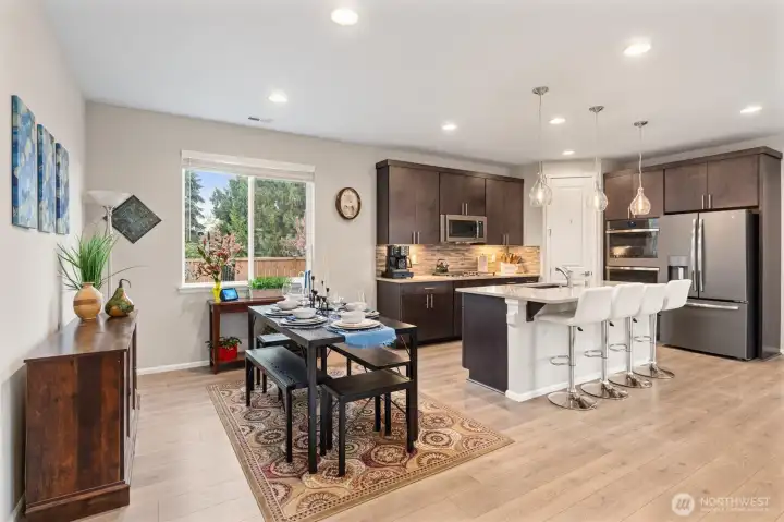 Open great room floor plan perfect for entertaining