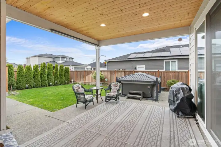Covered patio perfect for entertaining in any weather