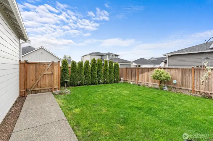 Back yard is fully fenced