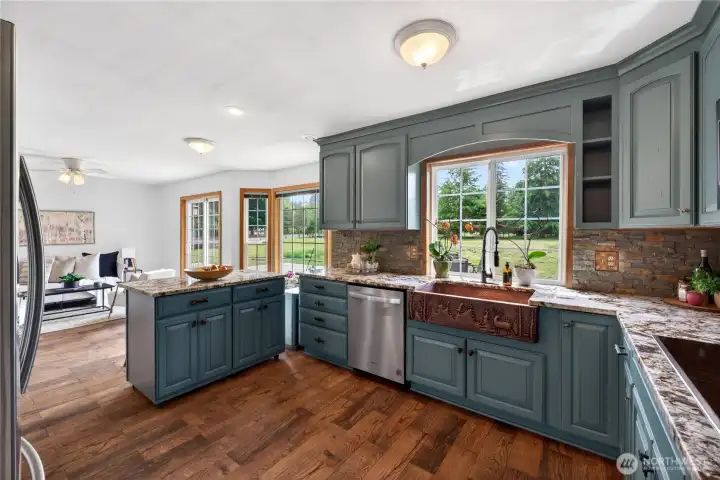 Remodeled kitchen with"distressed" cabinets