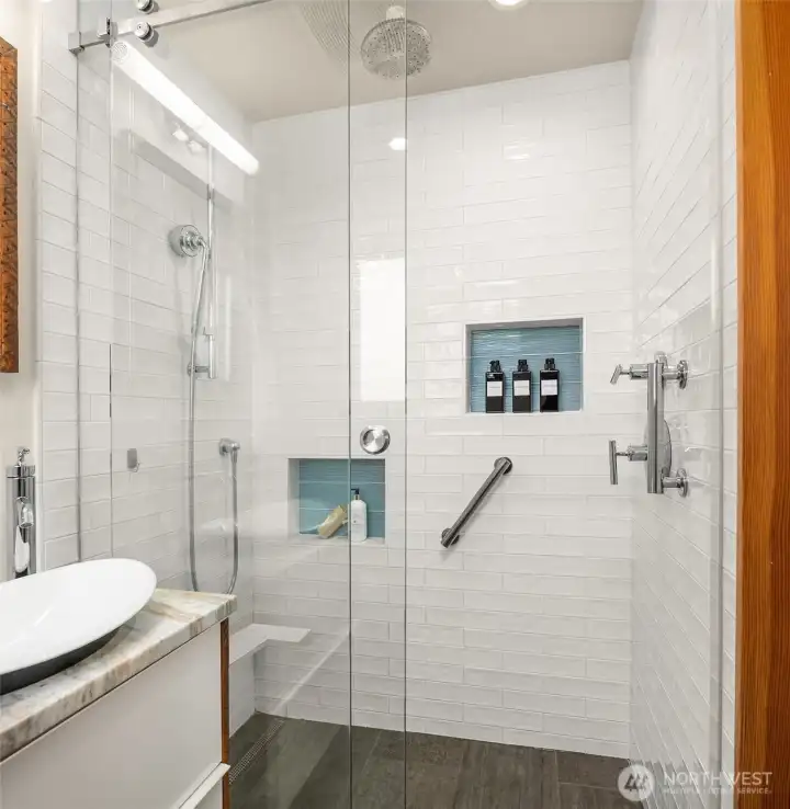 Primary bathroom with walk in shower Primary bathroom with walk in shower