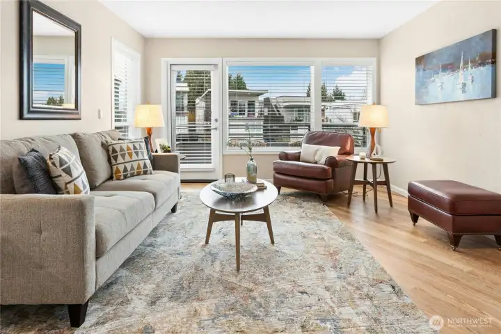 The door off the living room leads to one of the two balconies. Here's a great place to relax and take in lake views! The door off the living room leads to one of the two balconies. Here's a great place to relax and take in lake views!