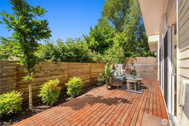Wonderful spacious deck and gardening space Wonderful spacious deck and gardening space