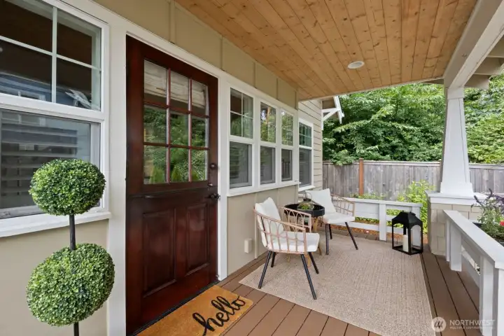 Cozy spacious front porch.