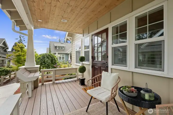 Cozy spacious front porch.