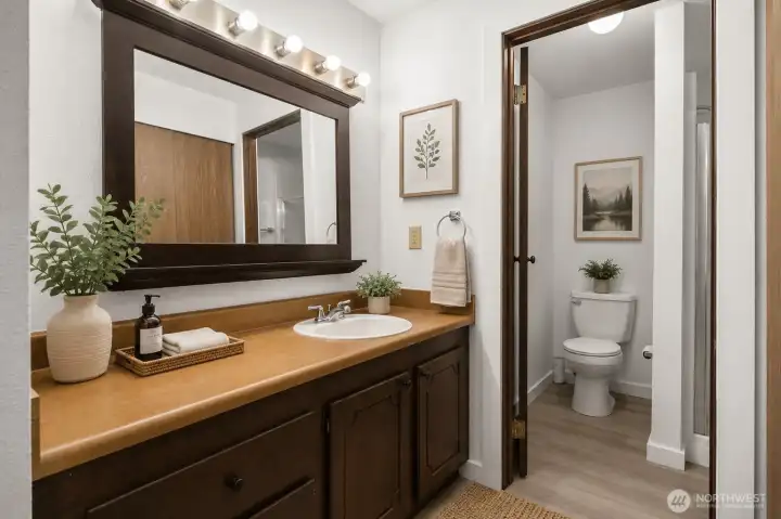 Virtually staged Primary en suite Virtually staged Primary en suite