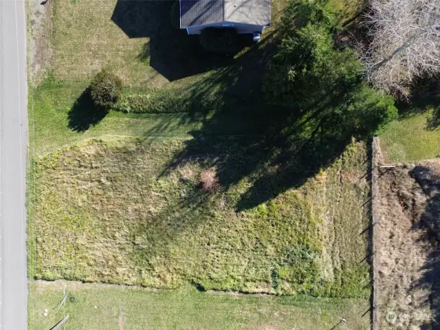 Overhead view of the lot, which is level and cleared.