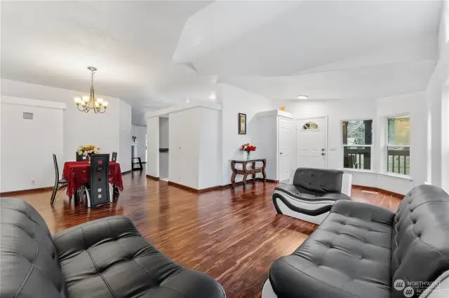 Living room with dining room