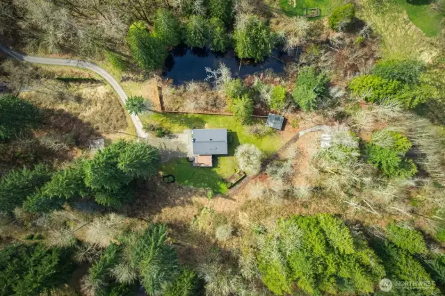Just Shy 10 acres. Bird's-eye view of the beautiful 9.58 acre property just waiting for new owners to make it their own.