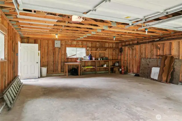 Another view of the garage, emphasizing its spacious interior.